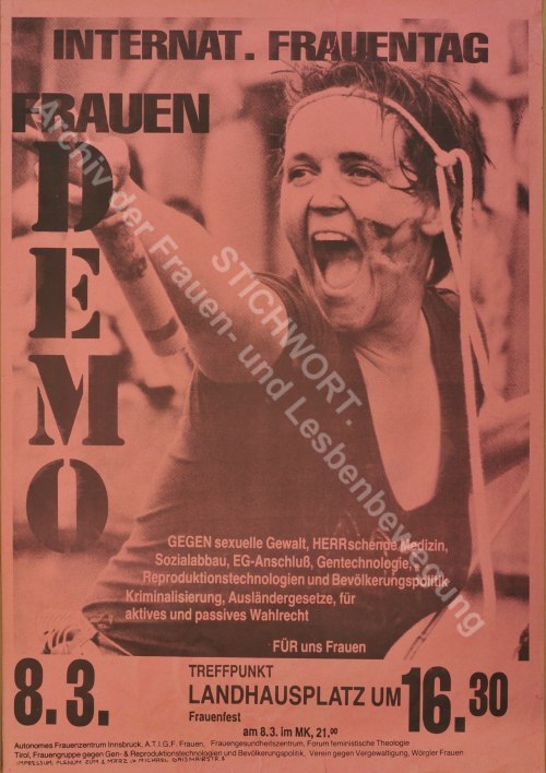 Plakat, autonomes Frauenzentrum Innsbruck 1989
