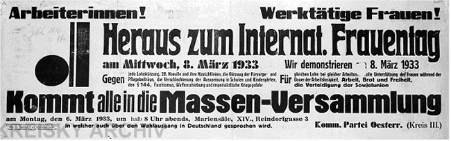 Plakat der KPÖ zum Frauentag 1933